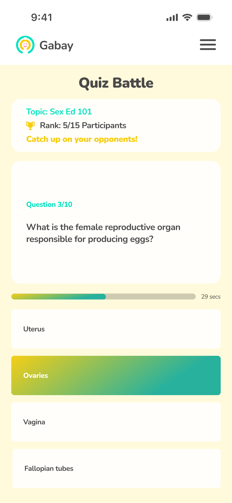 Quiz answer state