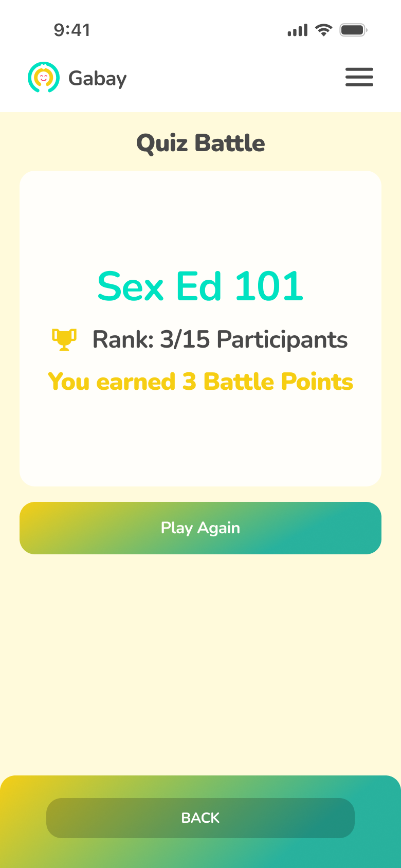 Quiz result state